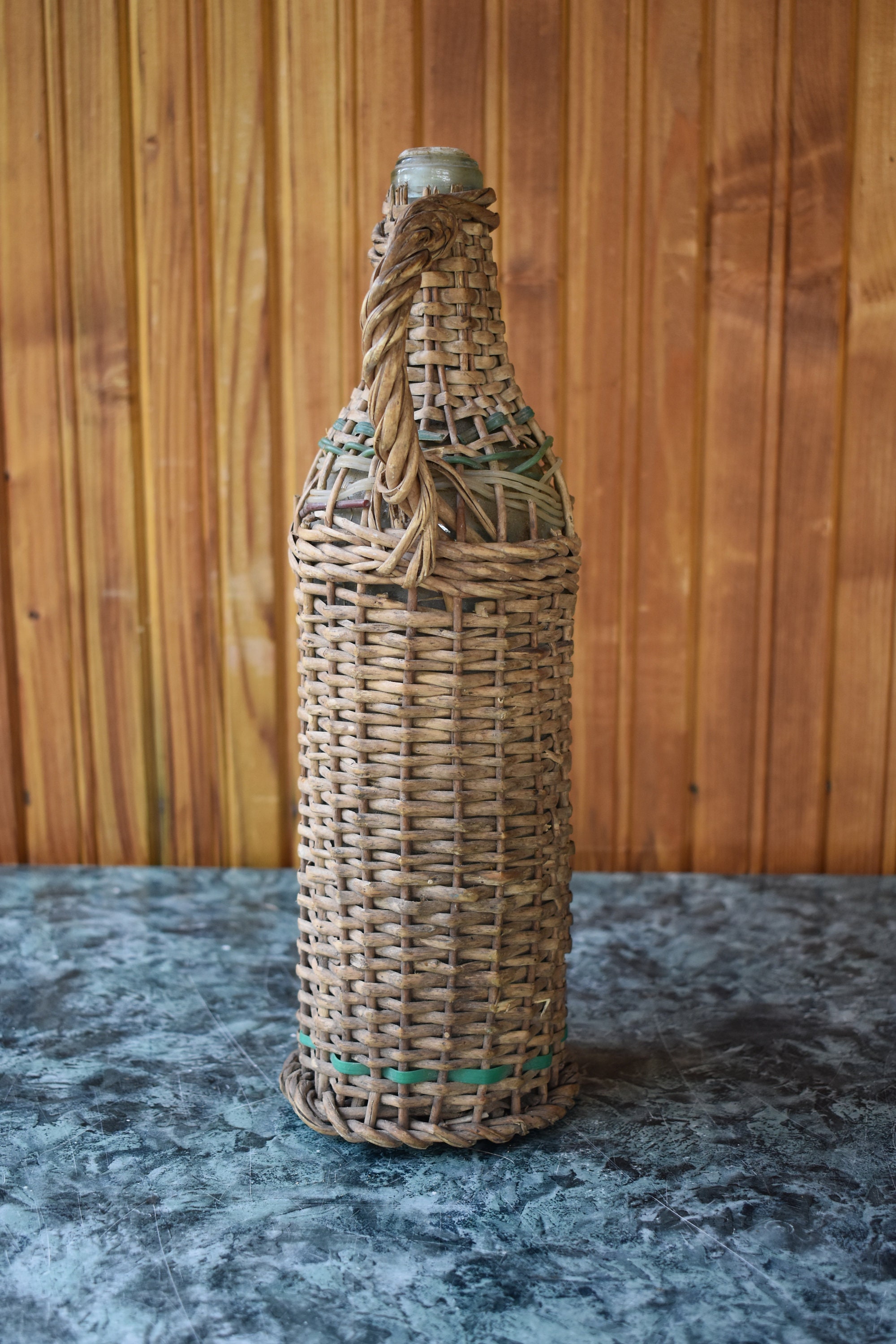 Wicker Rattan Bottle Wine Bottle Home Decor Vintage Rattan Etsy