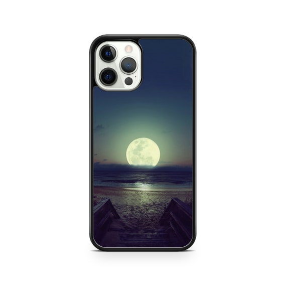 Fine Marvellous Full Moon Ocean Water Beach Scenery Colourful Phone Case Cover For All Phone Models iPhone Samsung LG Honor Huawei Pixel