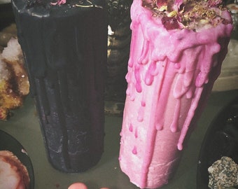 Custom Ritual Candle - Spell Candle - Choose Your Intention - Hand Poured Organic Soy Wax Pillar or Votive Candle 4+" x 1.5"