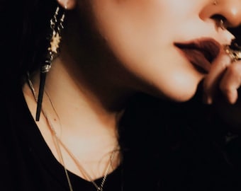 Coffin Nail & Snake Vertebrae Drop Earrings - Transformation Protection- ethically sourced bones and hand crafted nails