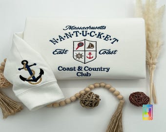 Embroidered Nantucket Sweatshirt, Vintage East Coast Style