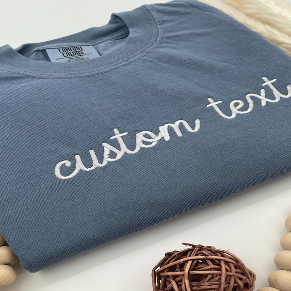 Personalized Comfort Colors T-Shirt, Custom Embroidered T-Shirts, Embroidered Comfort Colors Tee, Custom Embroidery, Gift for Mom, Gift Dad