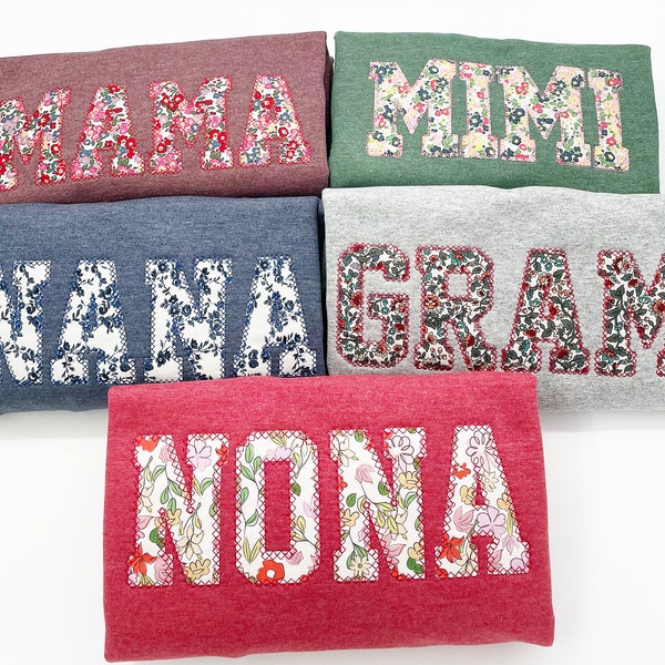 Custom Embroidered Floral Sweatshirt, Personalized Mother's Day Gift, Choose Any Word/Name, Mothers Gift, Nana, Grandma