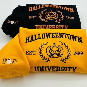 Embroidered Halloween embroidery sweatshirt/Halloweentown sweatshirt, sleeve spooky, ghost, Y2K Style Embroidered Crewneck| Pumpkin Shirt