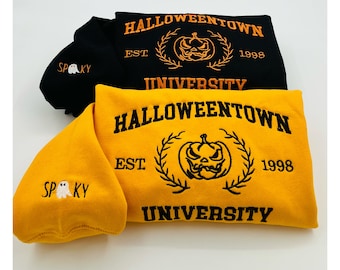 Embroidered Halloween embroidery sweatshirt/Halloweentown sweatshirt, sleeve spooky, ghost, Y2K Style Embroidered Crewneck| Pumpkin Shirt