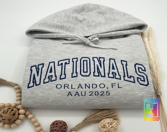 Sudadera con capucha estilo universitario bordada a medida, sudadera de cuello redondo universitaria