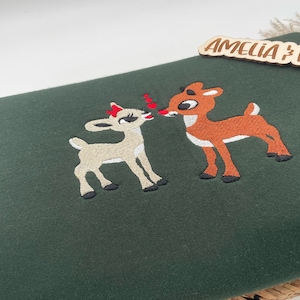 Embroidery sweatshirt Classic Rudolph and Clarice, Christmas Crewneck Sweatshirt, Great Gift, Classic Christmas TV Movie. Rudolph love