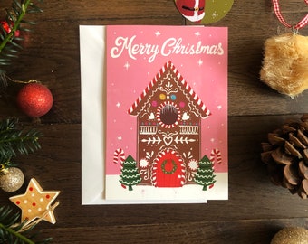 Gingerbread House Christmas A5 Individual Greeting Card ~ Rahana Banana ~ Christmas Gifts