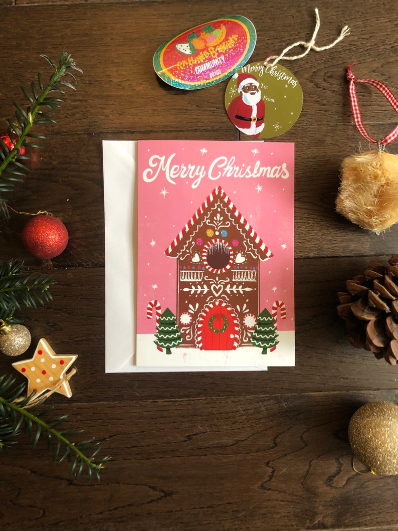 Gingerbread House Christmas A5 Individual Greeting Card Rahana Banana Christmas Gifts image 1