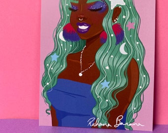 Sirene A5 Print ~ Rahana Banana ~ Kawaii Mermaid Black Girl