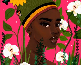 Black girl portrait - A3 Print -  - Rahana Banana -