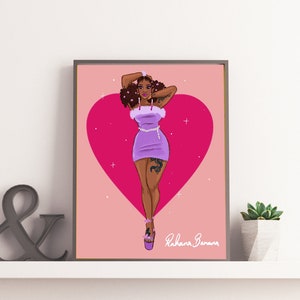 Baby Girl A3 Print Love Heart Rahana Banana Pink and Purple image 2
