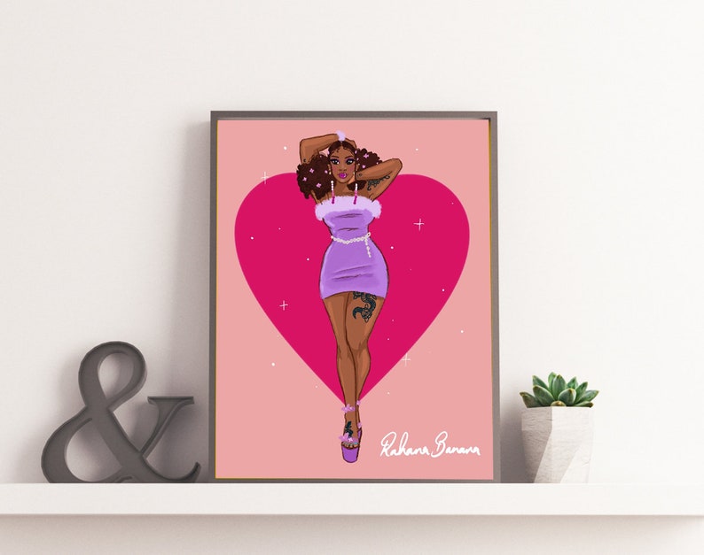 Baby Girl A3 Print Love Heart Rahana Banana Pink and Purple image 2