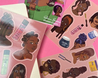 Black Hair Sticker Sheets - 90s Hairstyles - 90s Hair Products - Black Women - Sticker - Sticker Sheets - Rahana Banana