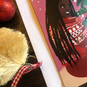 Black Woman Christmas Morning Greeting Individual Christmas Card image 2