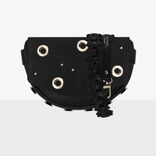 Sac modulaire LUNA << Sac à bandoulière noir multifonctionnel ~ Sac personnalisé de MAKE YOURSELF >> Triangle Strap x Half Moon Handbag Purse Luna