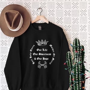 Unisex, Crewneck Sweatshirt, Hail Holy Queen, Catholic Sweatshirt, Catholic gift, Virgin Mary Sweatshirt, Religious sweatshirt
