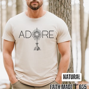 Monstrance Catholic T-shirt, Adore Eucharist Graphic Tee