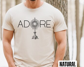 Monstrance Catholic T-shirt, Adore Eucharist Graphic Tee