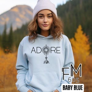 Adore, Catholic Adoration, Eucharist, Catholic man, Catholic women, Catholic hoodie, Catholic shirt, Catholic gift, Catholic sweatshirt