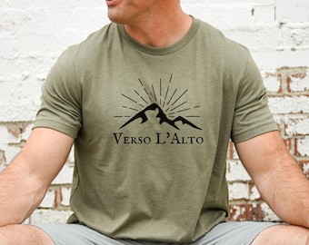 Verso L Alto, To the Heights, Pier Giorgio Frassati, Catholic Saint, Mountain, compass, Catholic shirt, Religious Shirt, Catholic gi