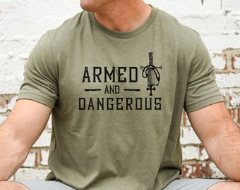 Armed and Dangerous, Rosary, Catholic prayer, Catholic gift, Catholic man, religious gift, religious shirt, Rosary shirt, Catholic shirt