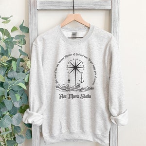 Unisex, Crewneck Sweatshirt, Ave Maris Stella, Star of the sea, Catholic Sweatshirt, Catholic gift, Virgin Mary Sweatshirt