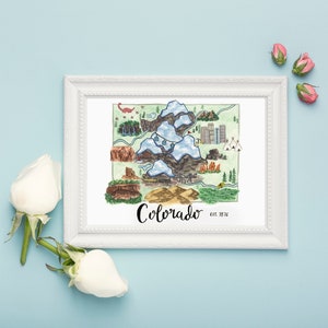 Colorado State Map Art Print Watercolor Painting