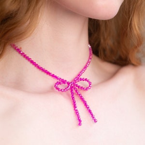 hot pink bow necklace