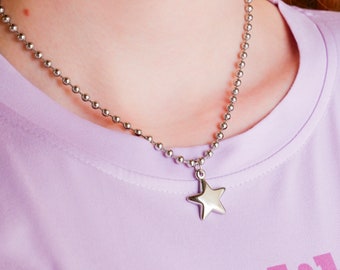 Star Initial Necklace | Y2K Ball Chain Necklace