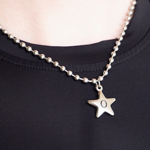 Collar inicial estrella / Collar de cadena de bolas Y2K / Joyería personalizada