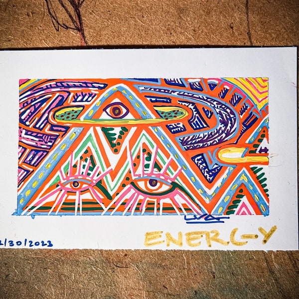 ENERGY - original acrylic painting 4"x2.5"