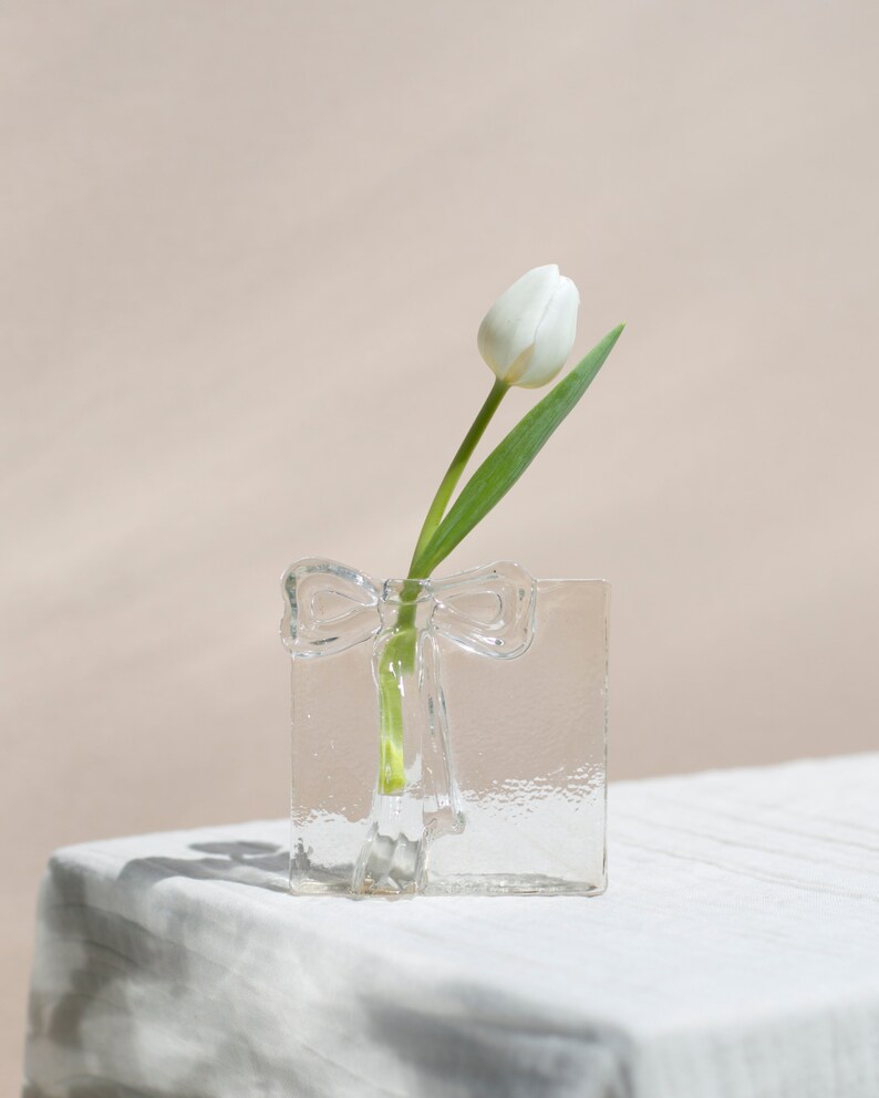 Vintage Handblown Ribbon Bud Vase image 2