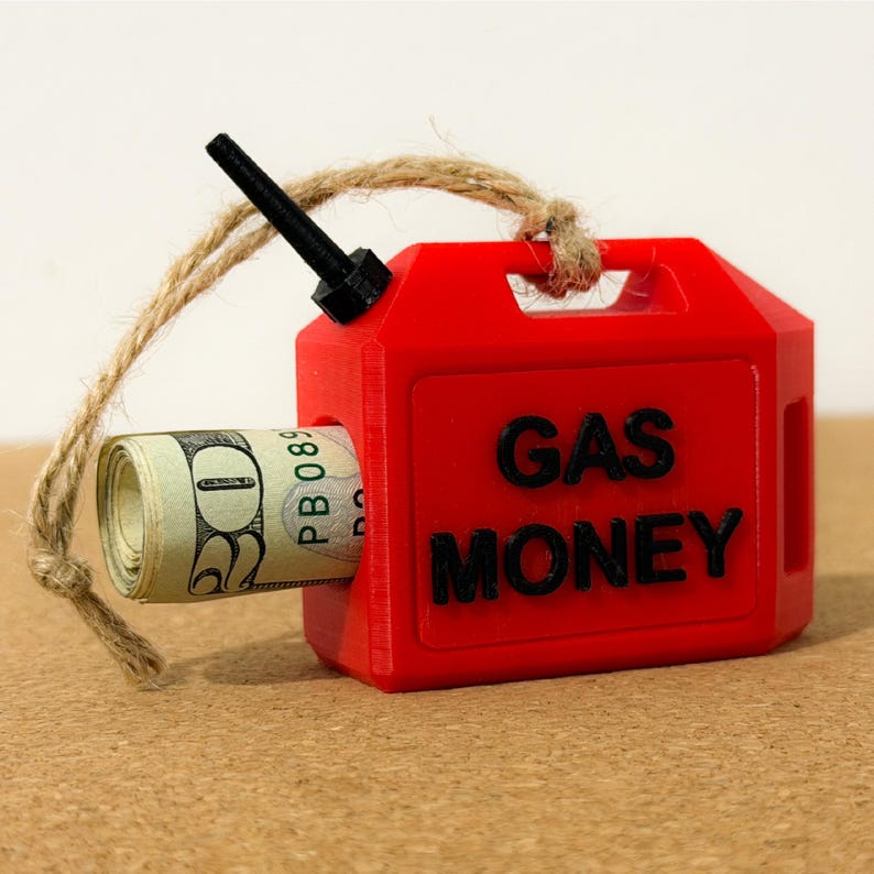 Adorno navideño original de lata de gasolina para rellenar con gasolina Gas Money