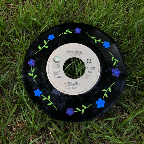 Painted Vinyl Recordflowers & Plants Etsy
