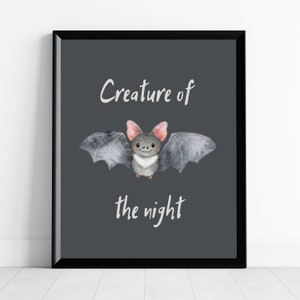 Creature of the Night, Bat Wall Art, Spooky Nursery, Bat Nursery, Spooky Bedroom, Bat Decor