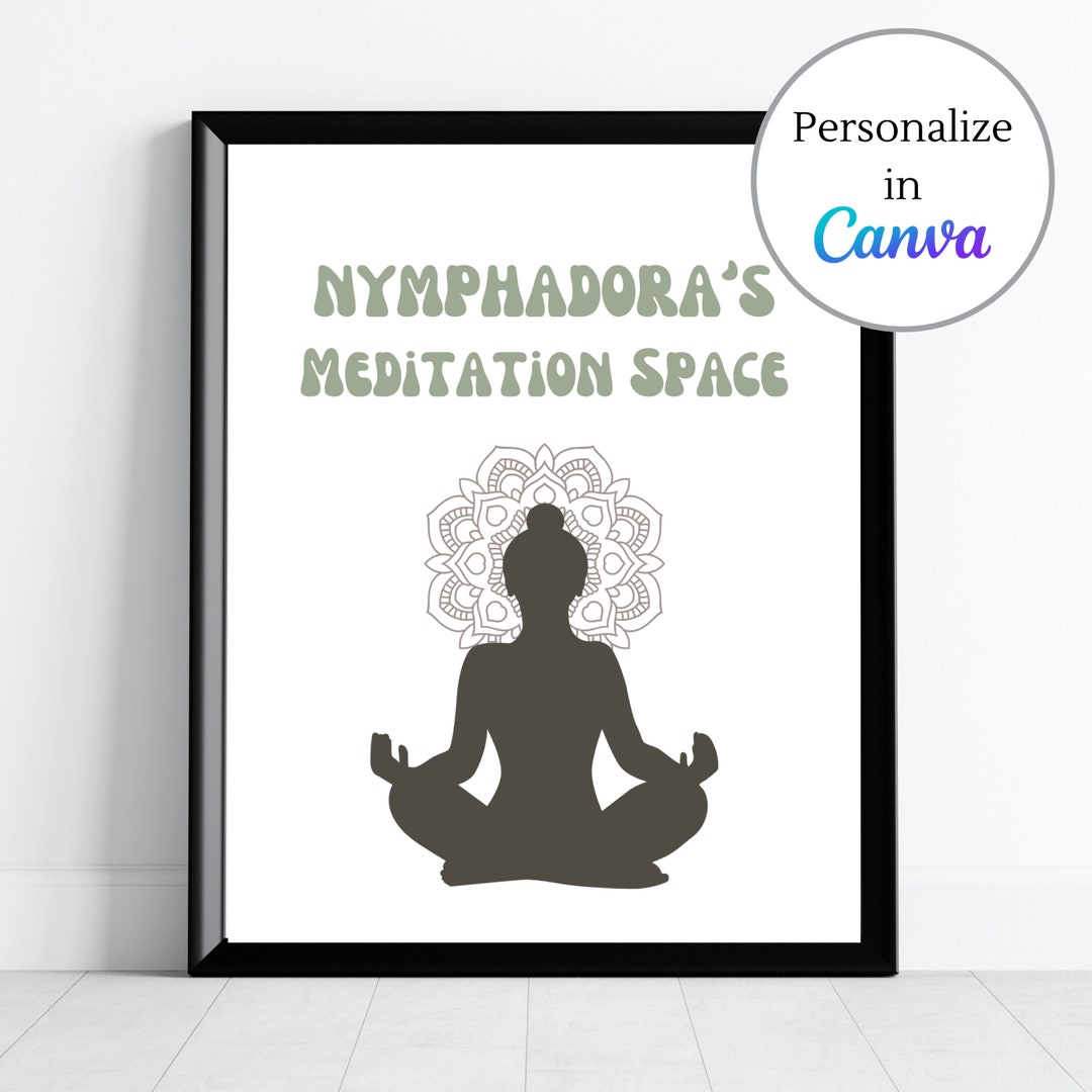 Meditating Sign Personalized Meditation Room Sign: Custom Name Printable (digital ...