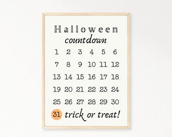 Minimalist Halloween Countdown Calendar Printable (Digital Download)