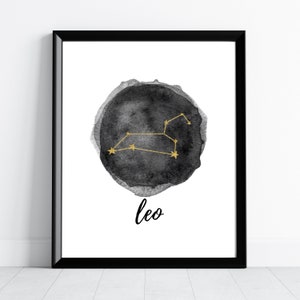 Leo Constellation Zodiac Print, Zodiac Nursery, Zodiac Printable, Zodiac Wall Art, Zodiac Constellation, Leo Gifts