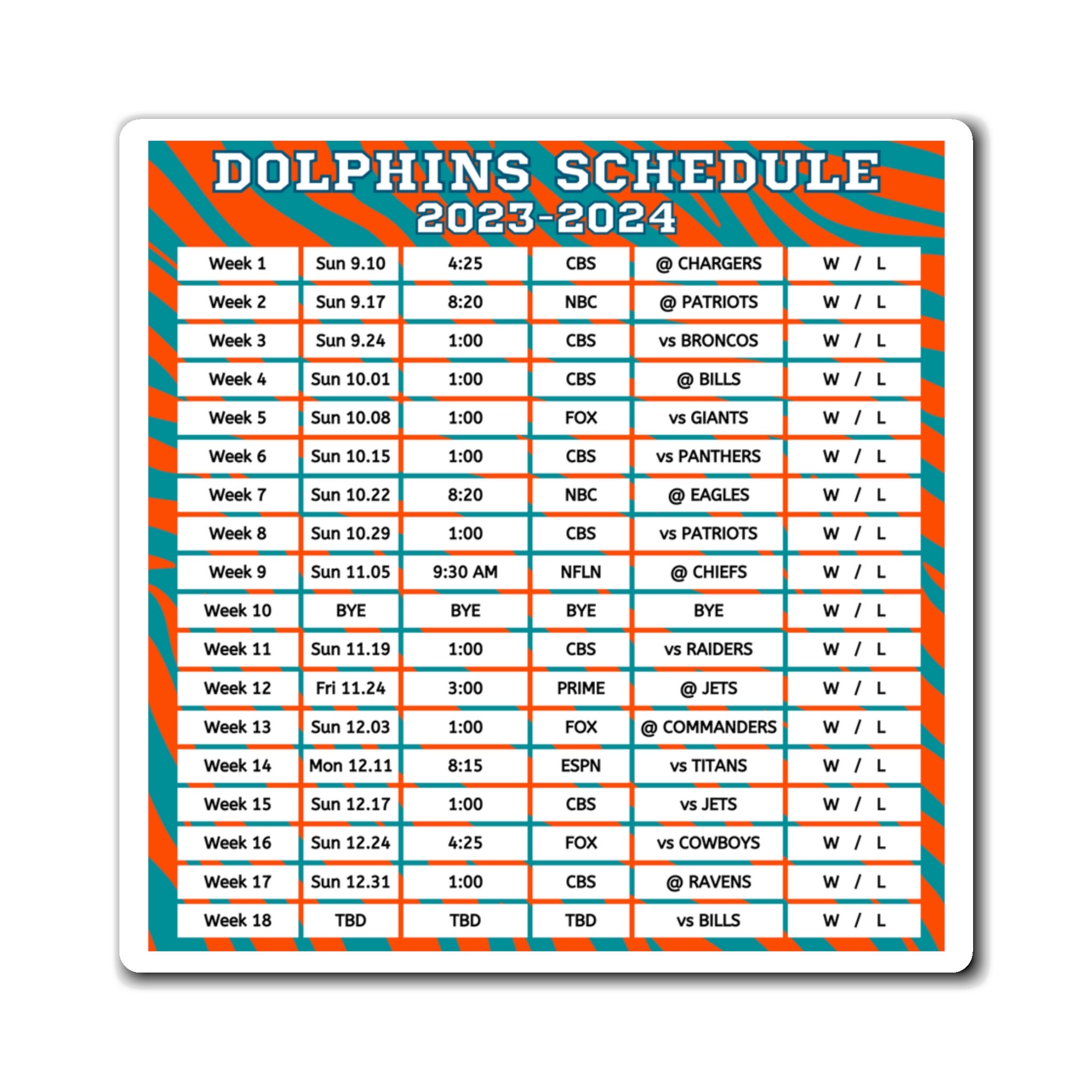 2023 Miami Dolphins Schedule