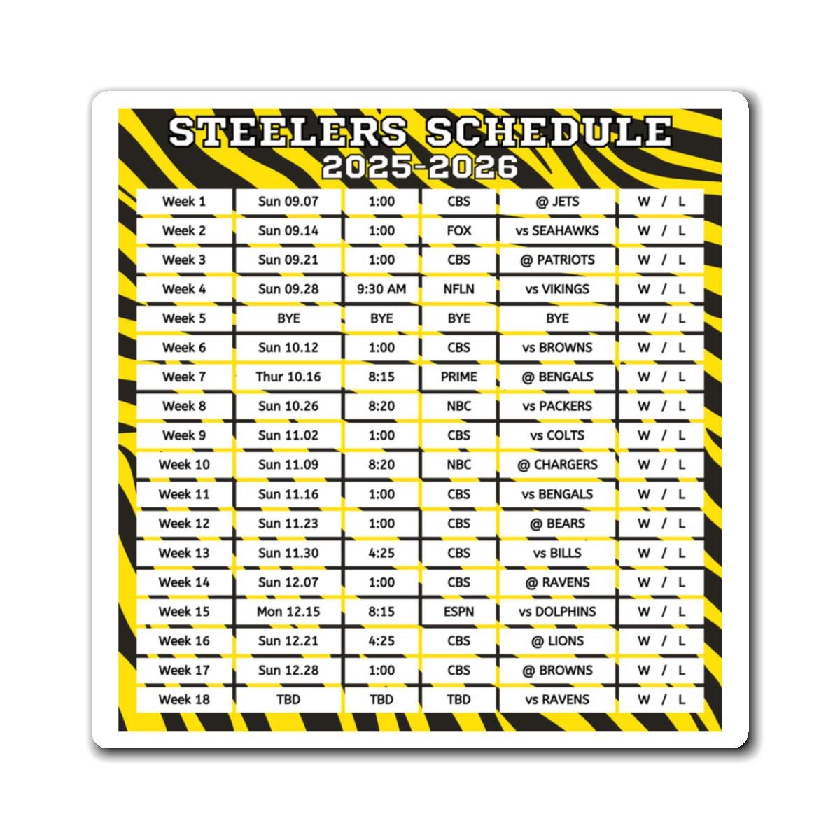 Steelers Schedule Magnet - Etsy steelers-schedule-magnet-etsy