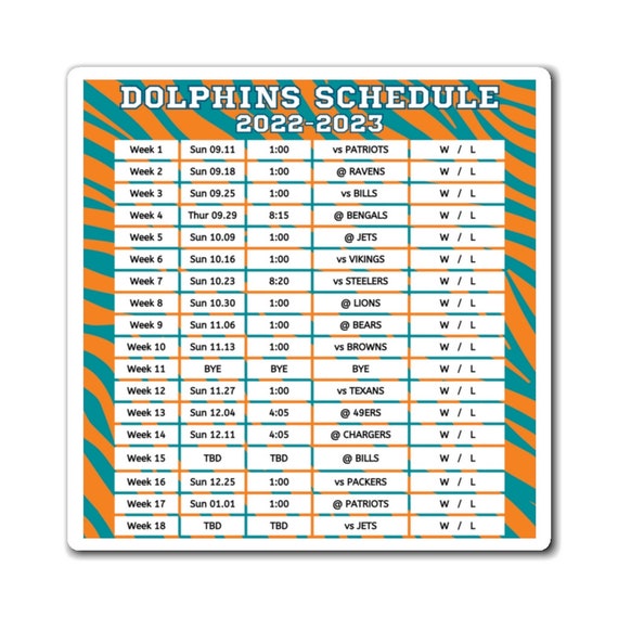 2022 2023 Miami Dolphins Schedule Magnet 6 X 6 Inches Nfl - Etsy