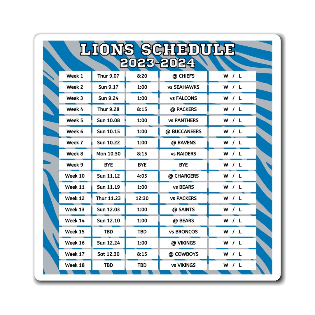 2023 2024 Detroit Lions Schedule Magnet 6 X 6 Inches Nfl - Etsy