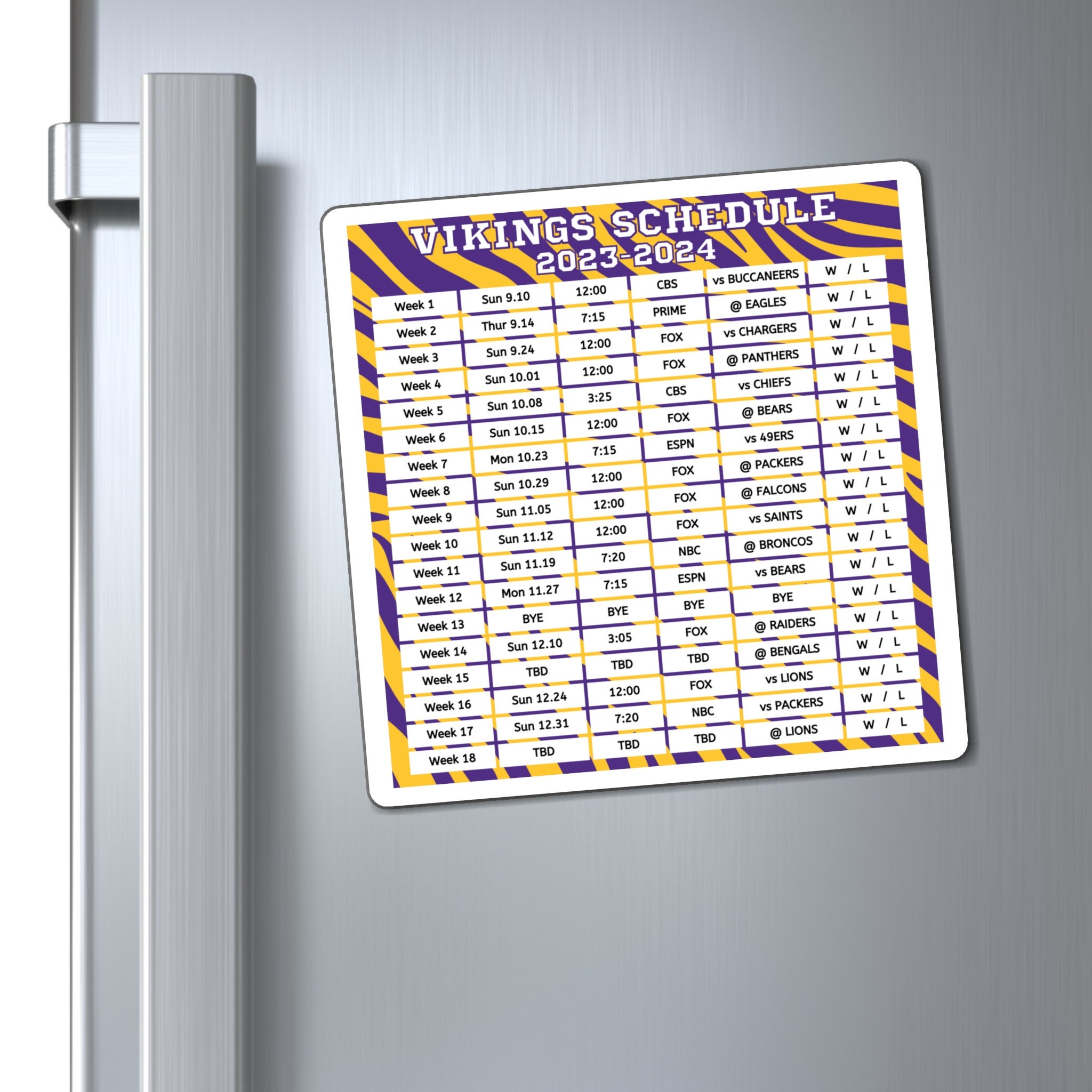 2023 2024 Minnesota Vikings Schedule 6 X 6 Inches Nfl Etsy Finland