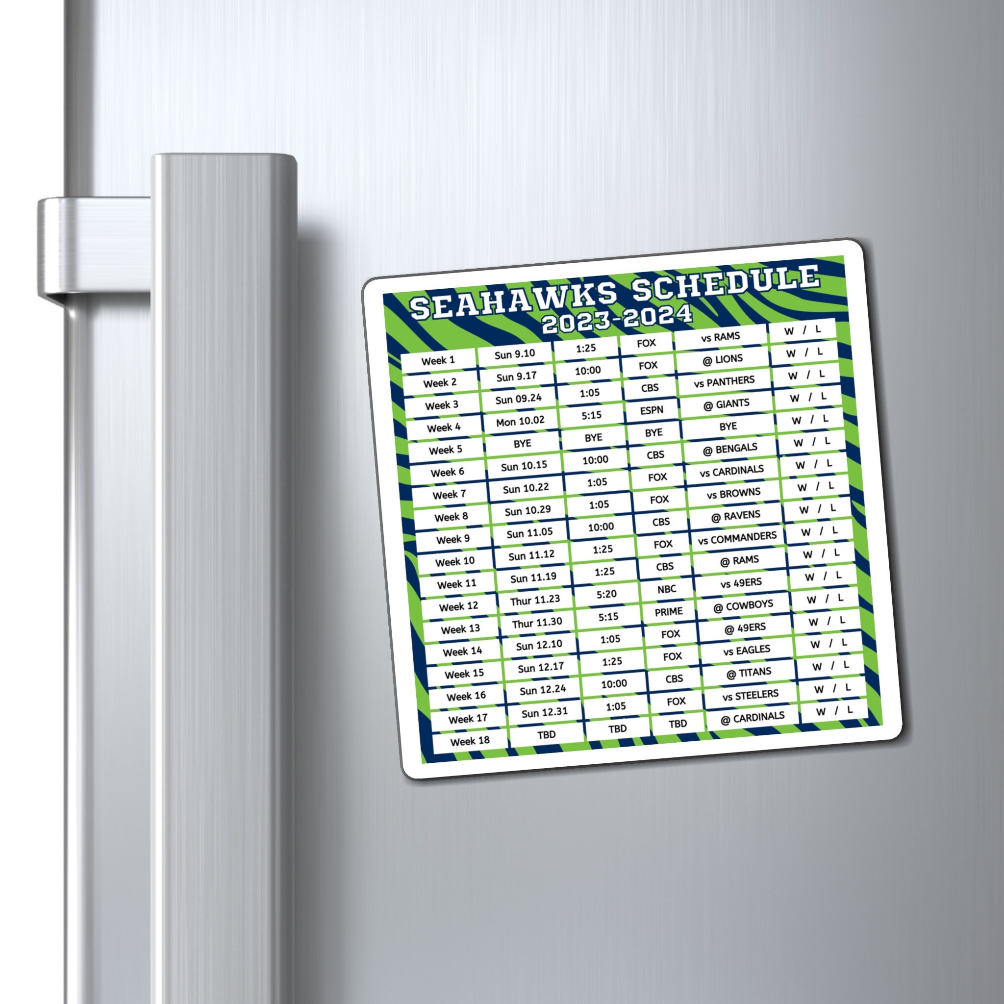 2023 2024 Seattle Seahawks Schedule 6 X 6 Inches Nfl Etsy