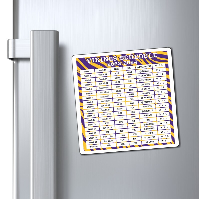 2023 2024 Minnesota Vikings Schedule 6 X 6 Inches Nfl Etsy Denmark