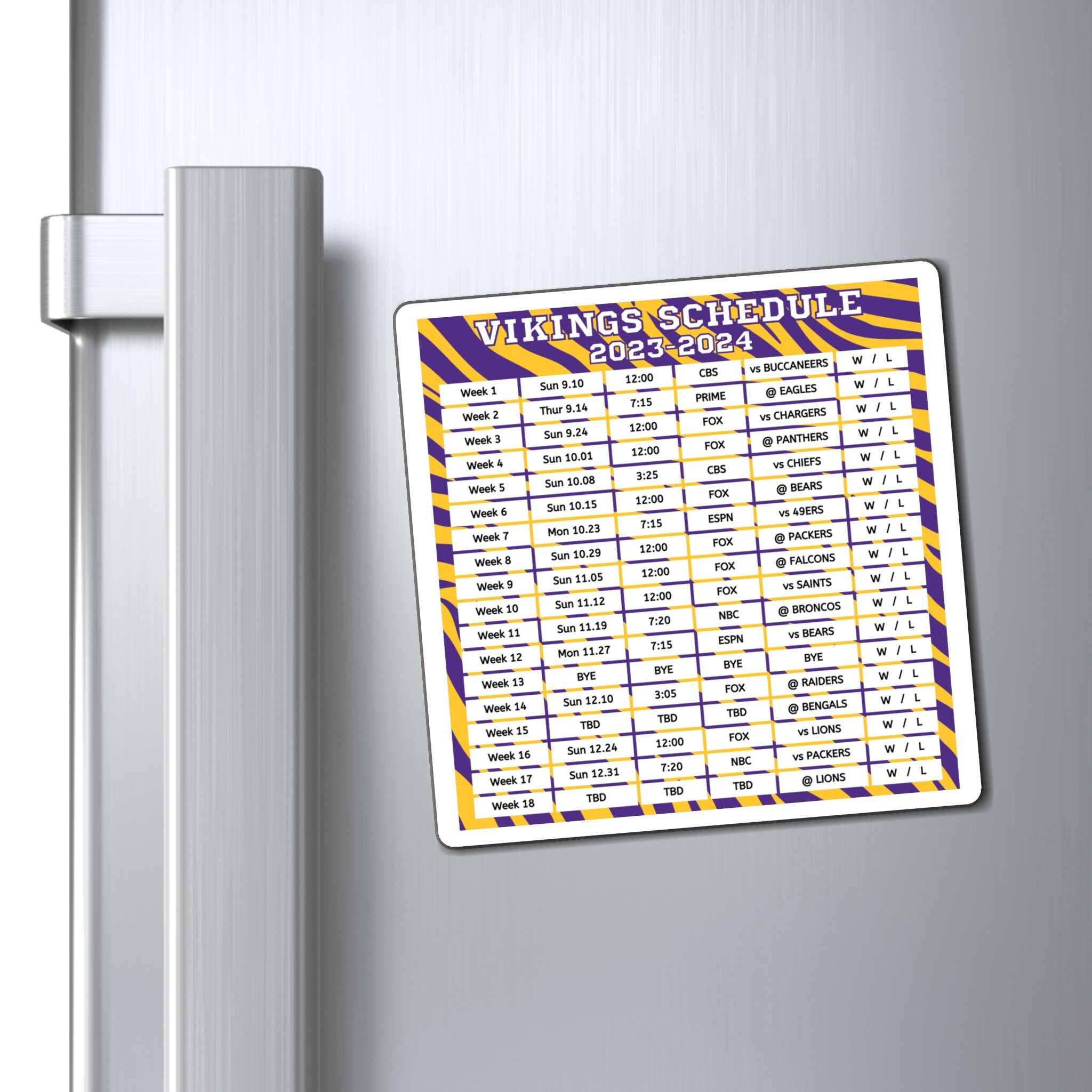 2023 2024 Minnesota Vikings Schedule 6 X 6 Inches Nfl Etsy Finland