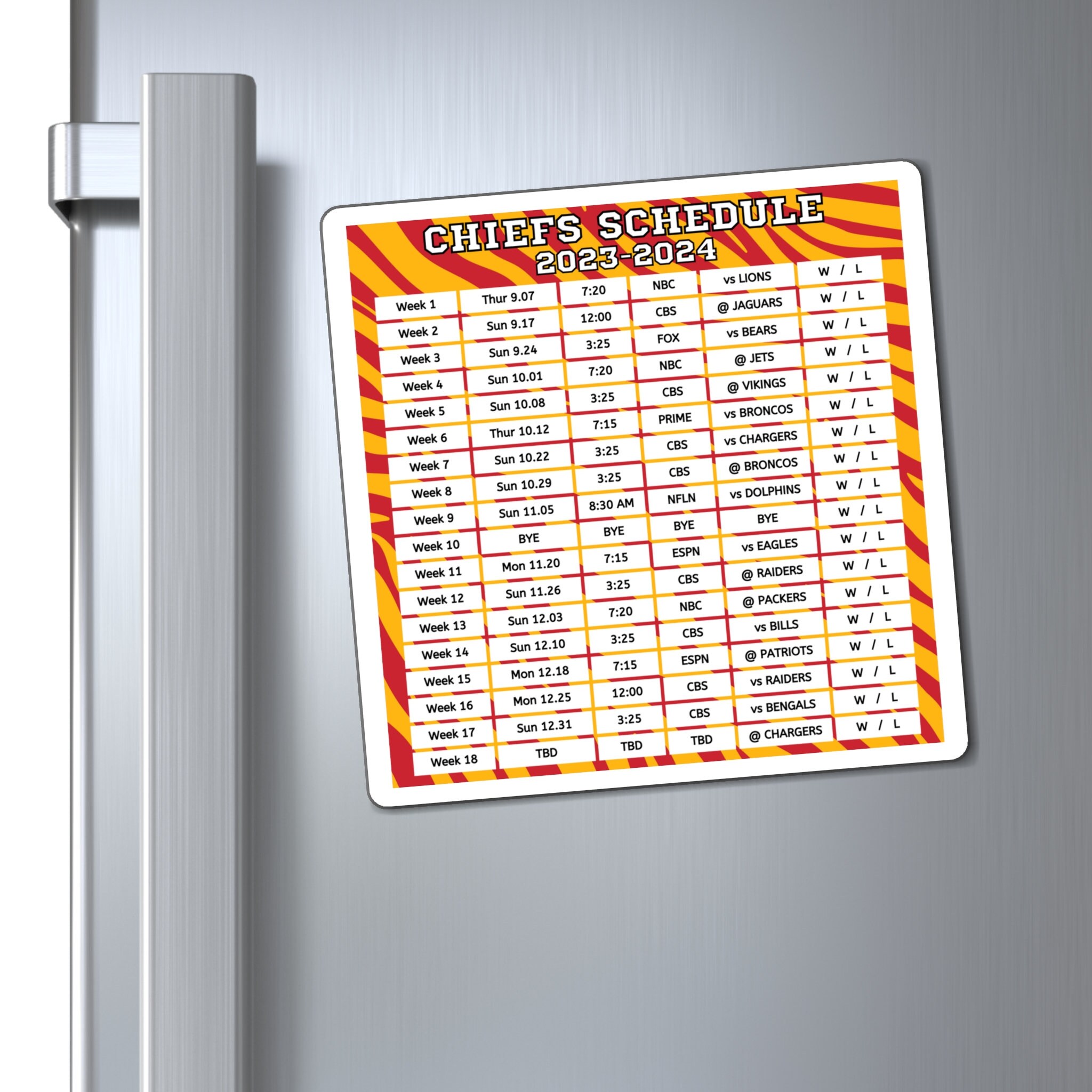 2023 2024 Kansas City Chiefs Schedule 6 X 6 Inches Etsy Finland