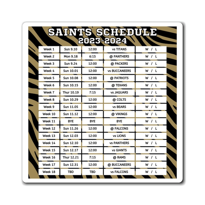 2023 2024 New Orleans Saints Schedule Magnet 6 X 6 Inches - Etsy