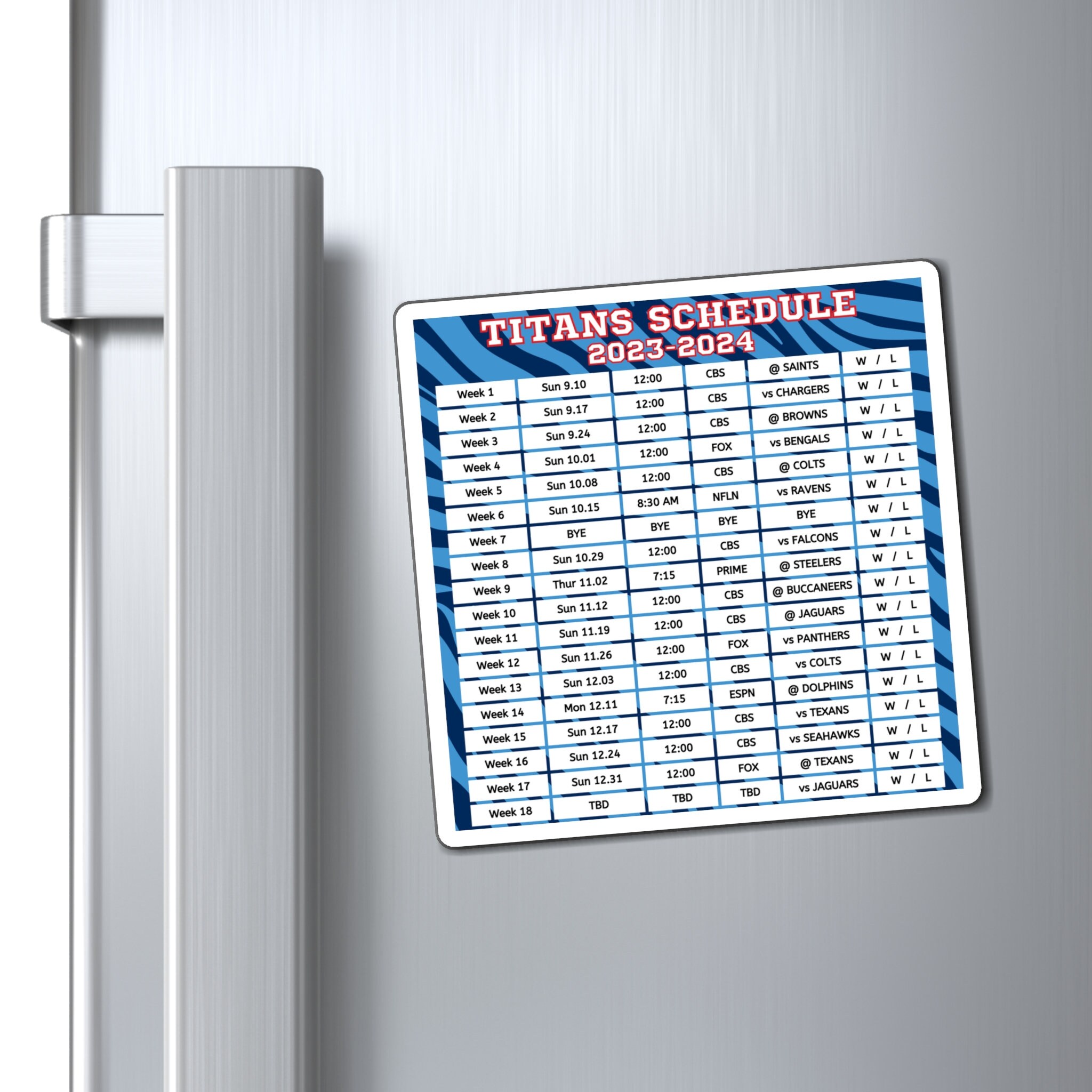 2025 2025 TENNESSEE Titans Schedule 6 X 6 Inches Nfl Etsy